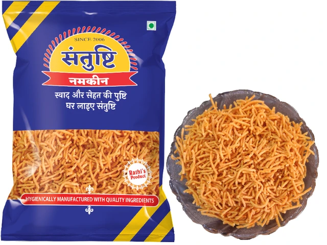 SANTUSHTI NAMKEEN ALOO BHUJIA, Crispy, Tangy and Flavorful Snack | Authentic Healthy Indian Snacks | Made in Groundnut Oil - 200 gms